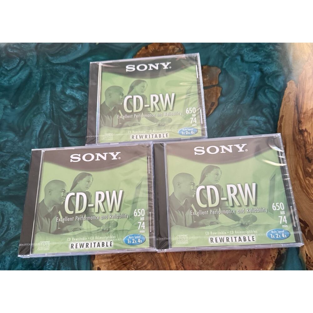 Sony CD-RW Rewritable CDs 3CDRW700L 700MB 80 Min 3 New Sealed